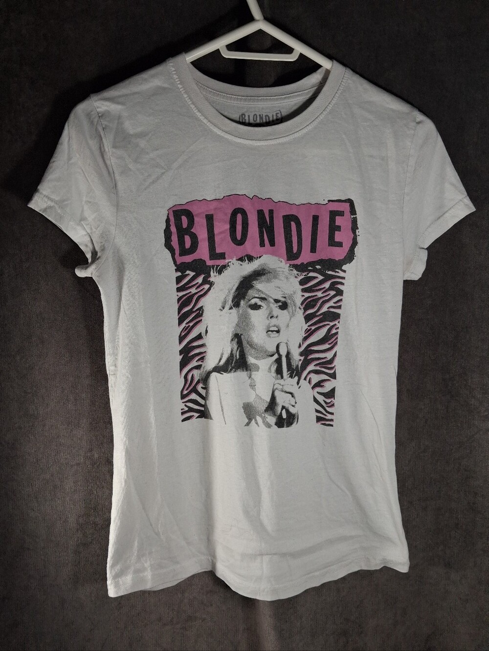 Blondie Debbie Harry White Pink Zebra Print Graphic Band Tee G- M